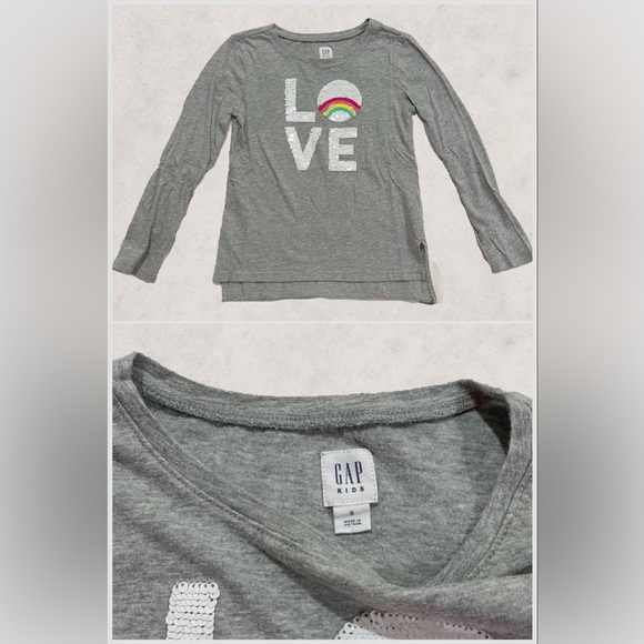 GAP Kids Girl's Set of Flippy Sequin Long Sleeve Shirts- Size Small - Picture 4 of 8